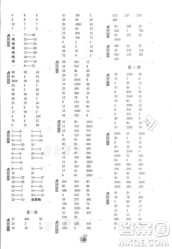 江蘇人民出版社2021小學(xué)數(shù)學(xué)計(jì)算高手四年級(jí)上冊(cè)蘇教版答案