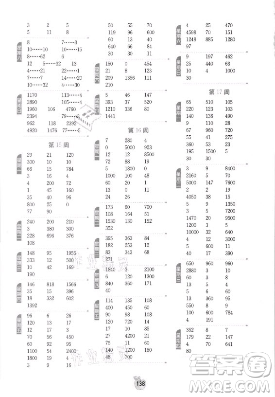 江蘇人民出版社2021小學(xué)數(shù)學(xué)計(jì)算高手四年級(jí)上冊(cè)蘇教版答案