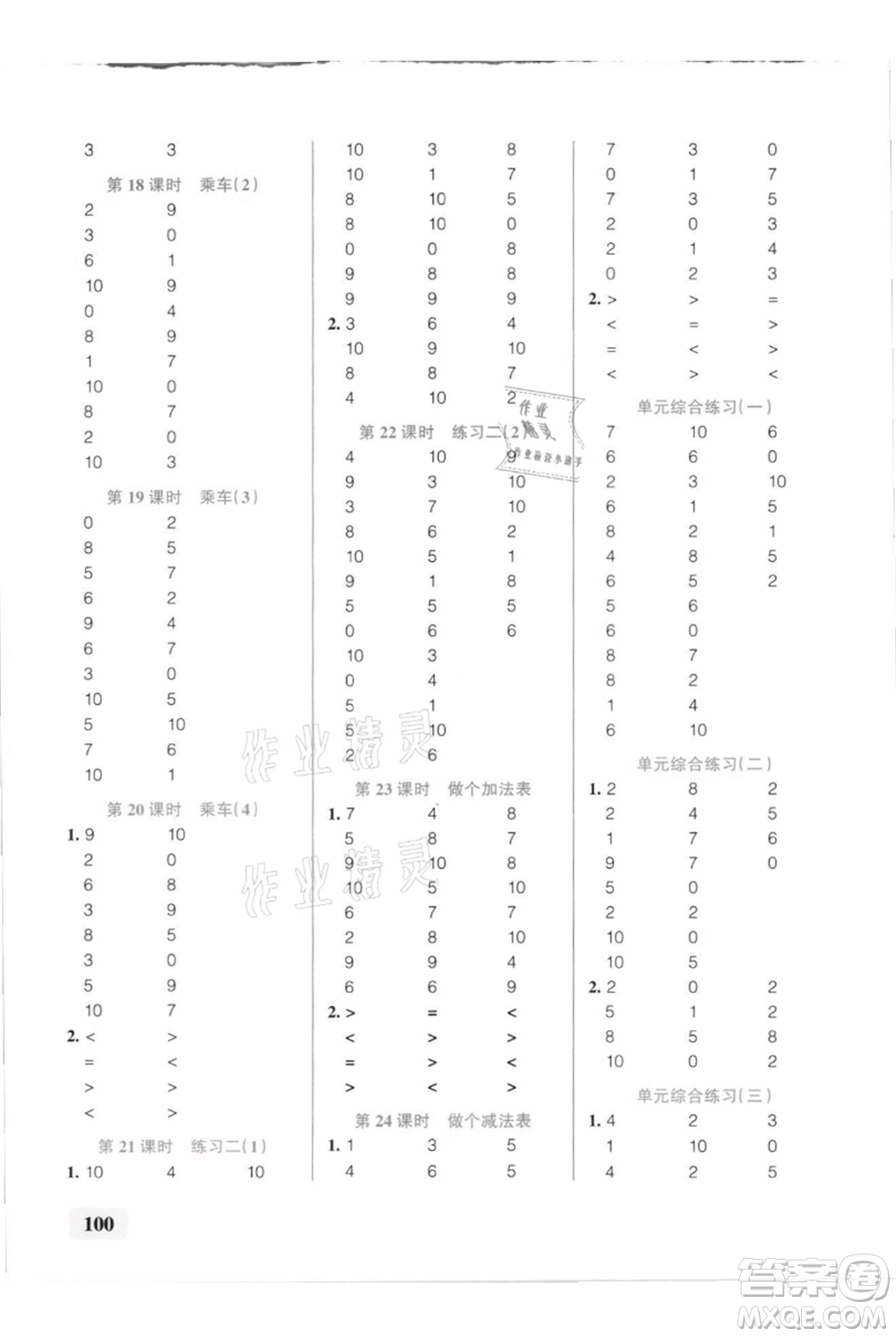 遼寧教育出版社2021小學學霸口算一年級上冊數(shù)學北師大版參考答案