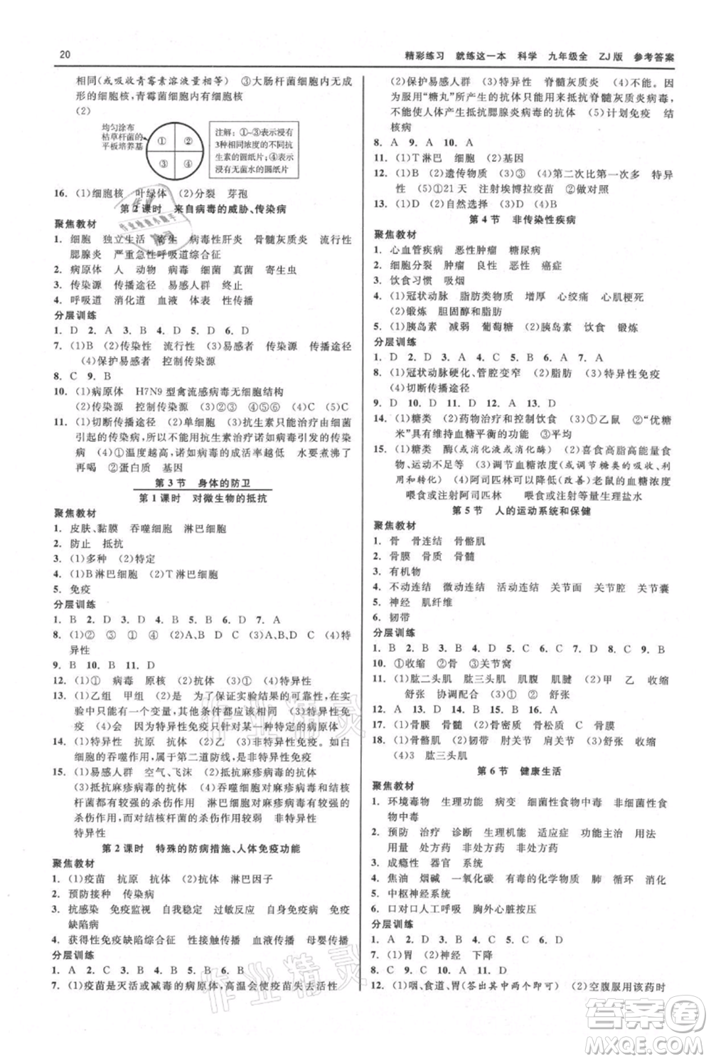 浙江工商大學出版社2021精彩練習就練這一本九年級科學浙教版參考答案