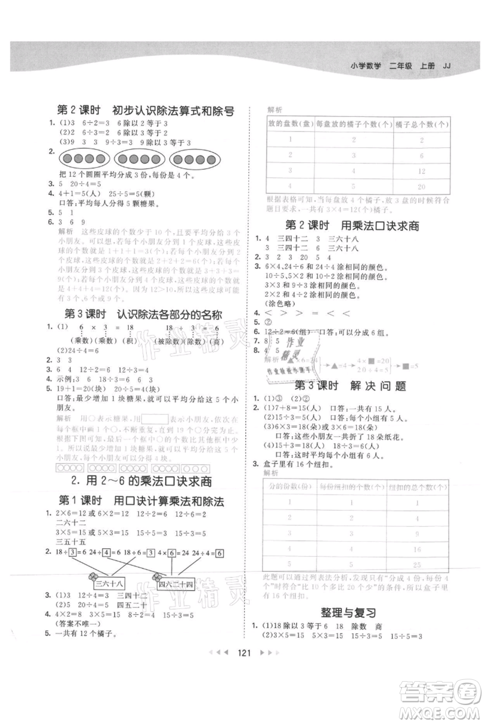 西安出版社2021年53天天練二年級上冊數(shù)學(xué)冀教版參考答案