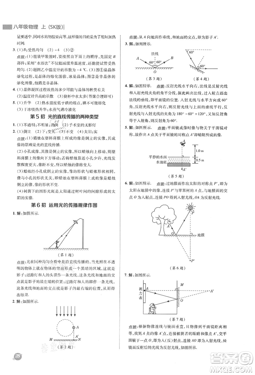 陜西人民教育出版社2021典中點(diǎn)綜合應(yīng)用創(chuàng)新題八年級物理上冊SK蘇科版答案