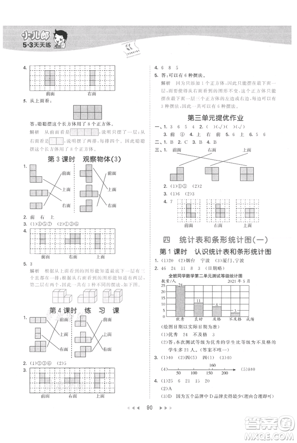 教育科學(xué)出版社2021年53天天練四年級(jí)上冊(cè)數(shù)學(xué)蘇教版參考答案