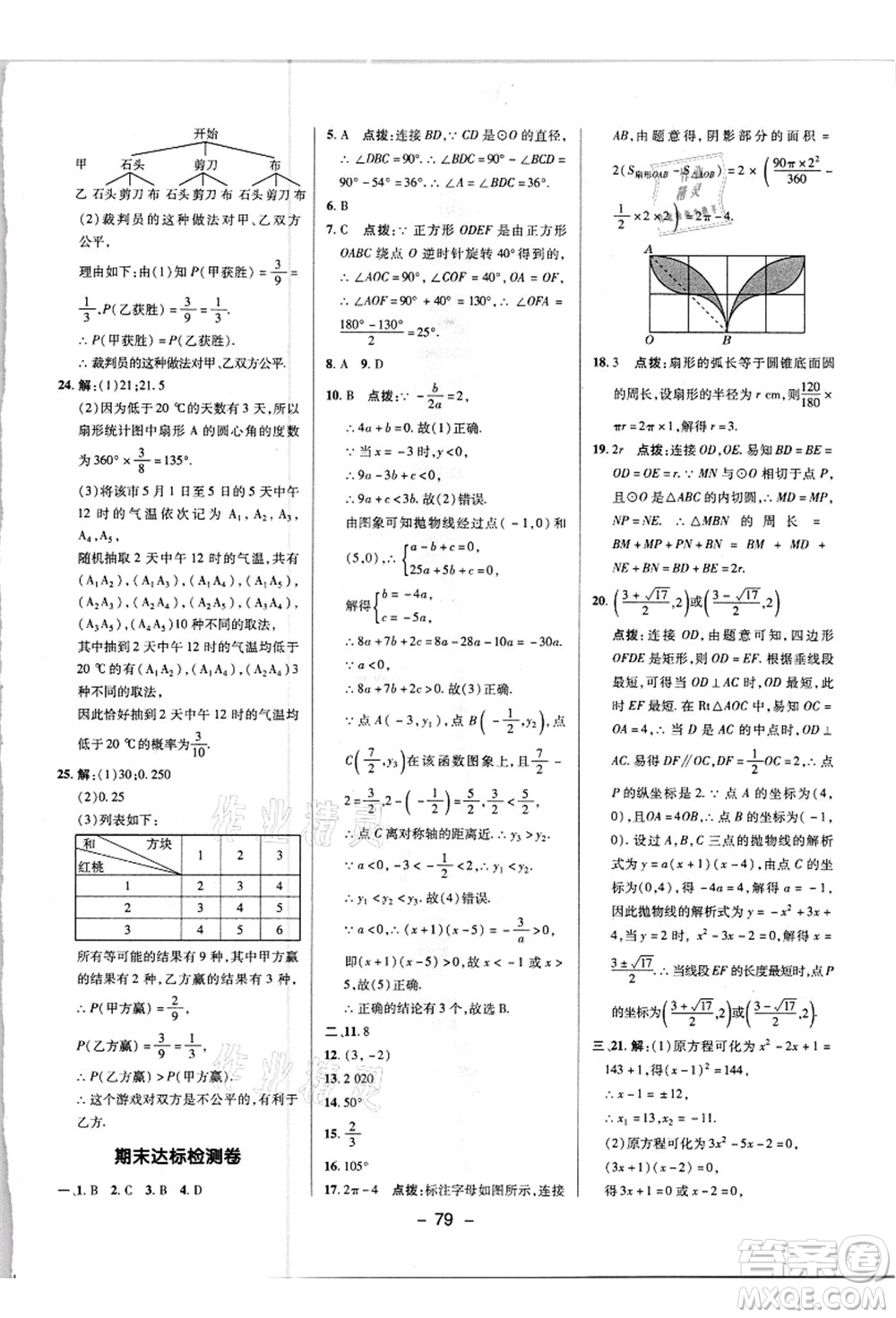 陜西人民教育出版社2021典中點(diǎn)綜合應(yīng)用創(chuàng)新題九年級(jí)數(shù)學(xué)上冊(cè)R人教版答案