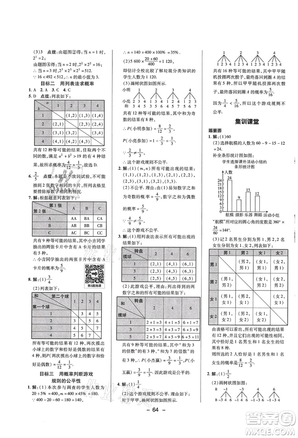 陜西人民教育出版社2021典中點綜合應用創(chuàng)新題九年級數學上冊HS華師大版答案