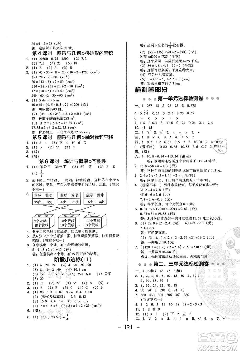 陜西人民教育出版社2021典中點綜合應(yīng)用創(chuàng)新題五年級數(shù)學(xué)上冊BS北師大版答案