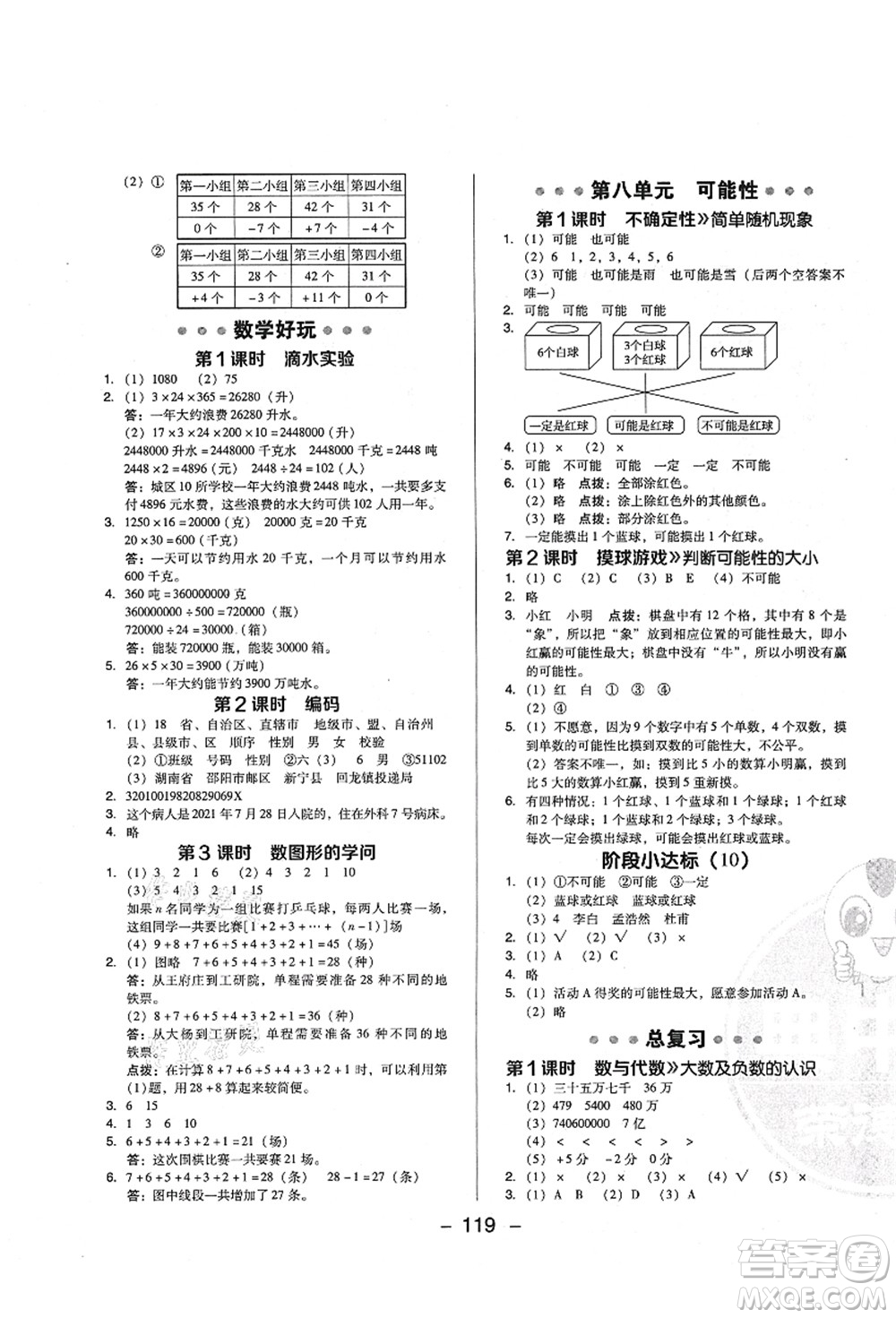 陜西人民教育出版社2021典中點(diǎn)綜合應(yīng)用創(chuàng)新題四年級數(shù)學(xué)上冊BS北師大版答案