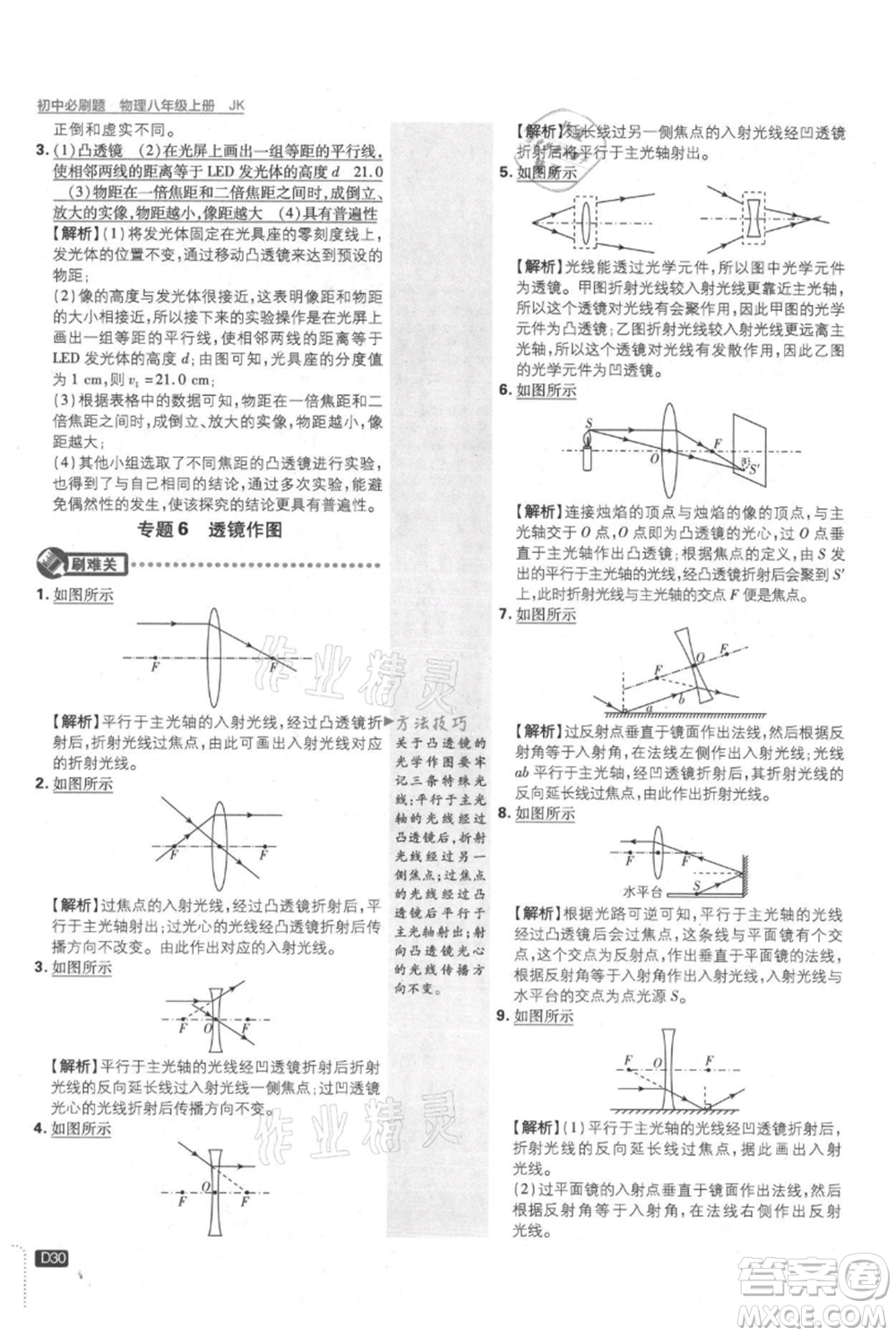 開明出版社2021初中必刷題八年級上冊物理教科版參考答案