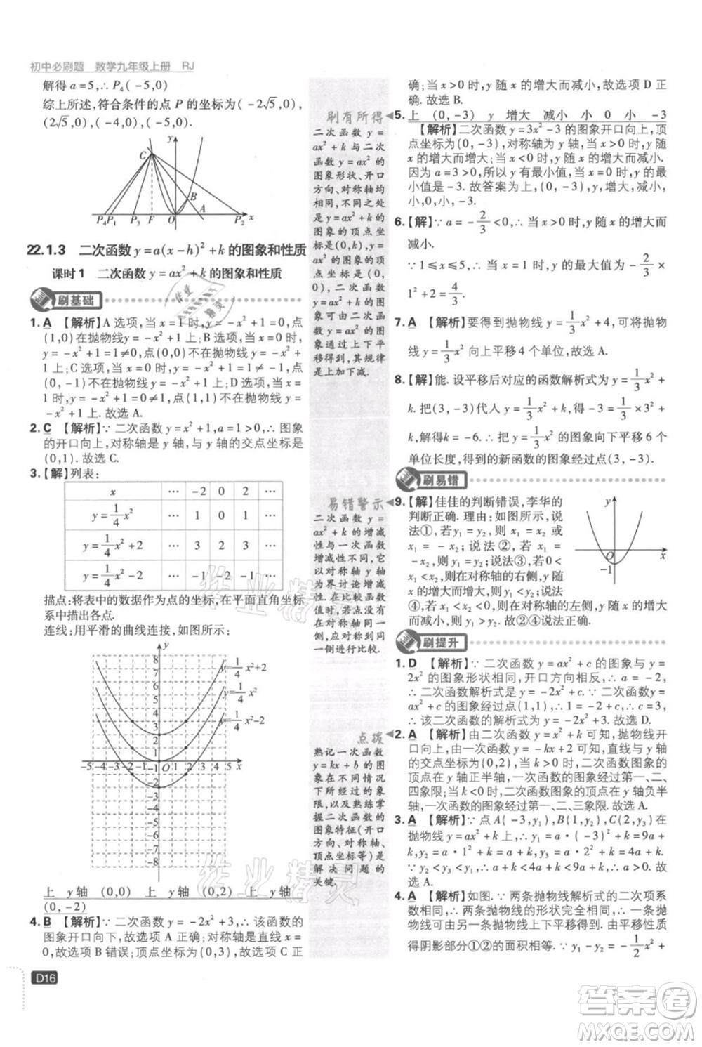 開(kāi)明出版社2021初中必刷題九年級(jí)上冊(cè)數(shù)學(xué)人教版參考答案