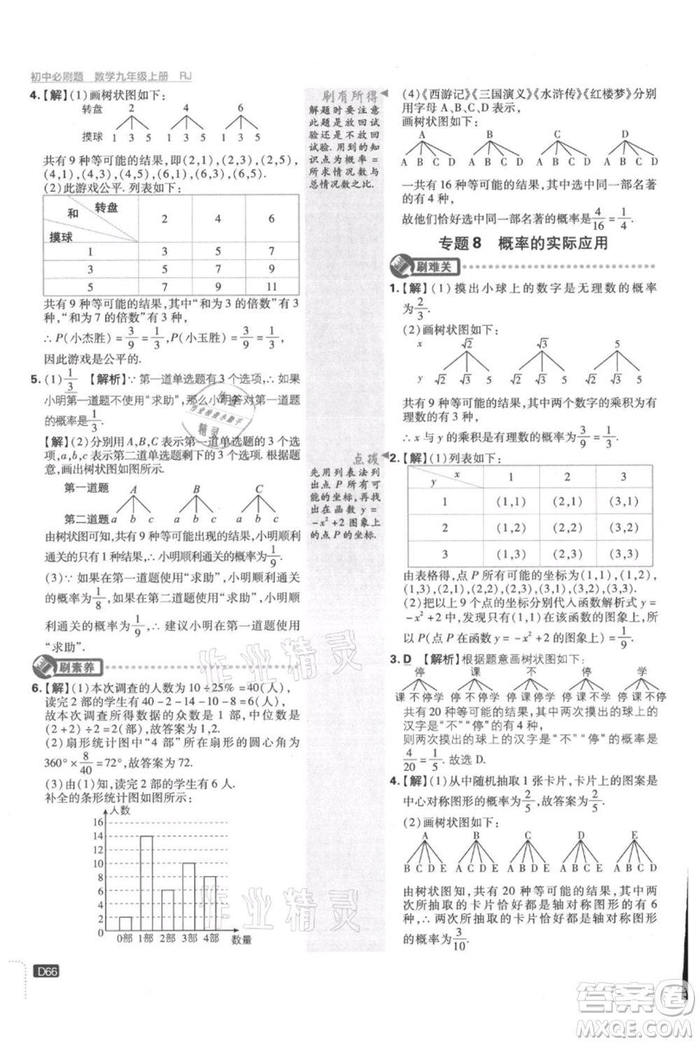 開(kāi)明出版社2021初中必刷題九年級(jí)上冊(cè)數(shù)學(xué)人教版參考答案