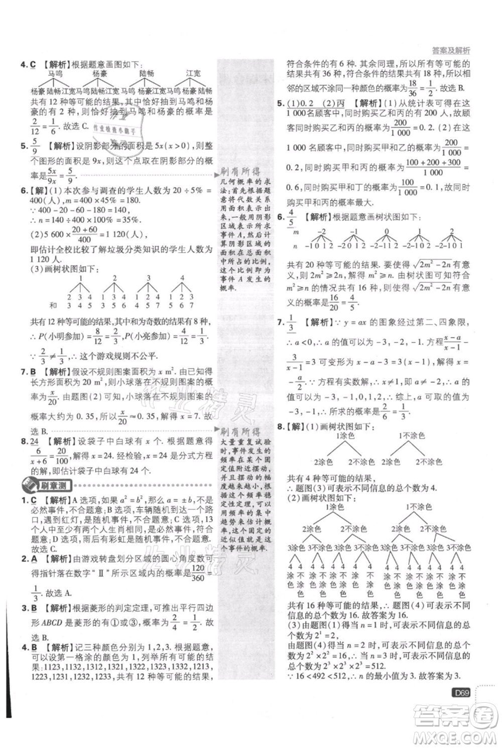 開(kāi)明出版社2021初中必刷題九年級(jí)上冊(cè)數(shù)學(xué)人教版參考答案