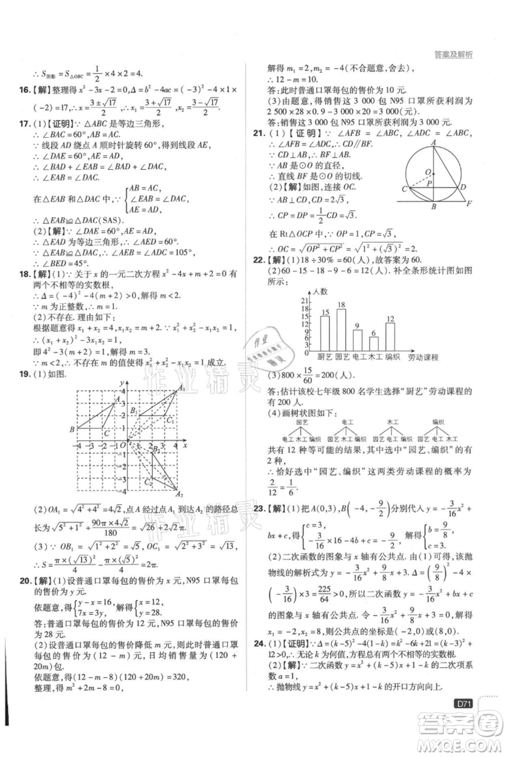 開(kāi)明出版社2021初中必刷題九年級(jí)上冊(cè)數(shù)學(xué)人教版參考答案