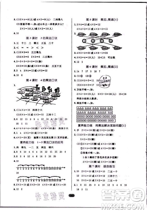 沈陽出版社2021黃岡名師天天練數(shù)學(xué)二年級(jí)上冊(cè)青島版答案