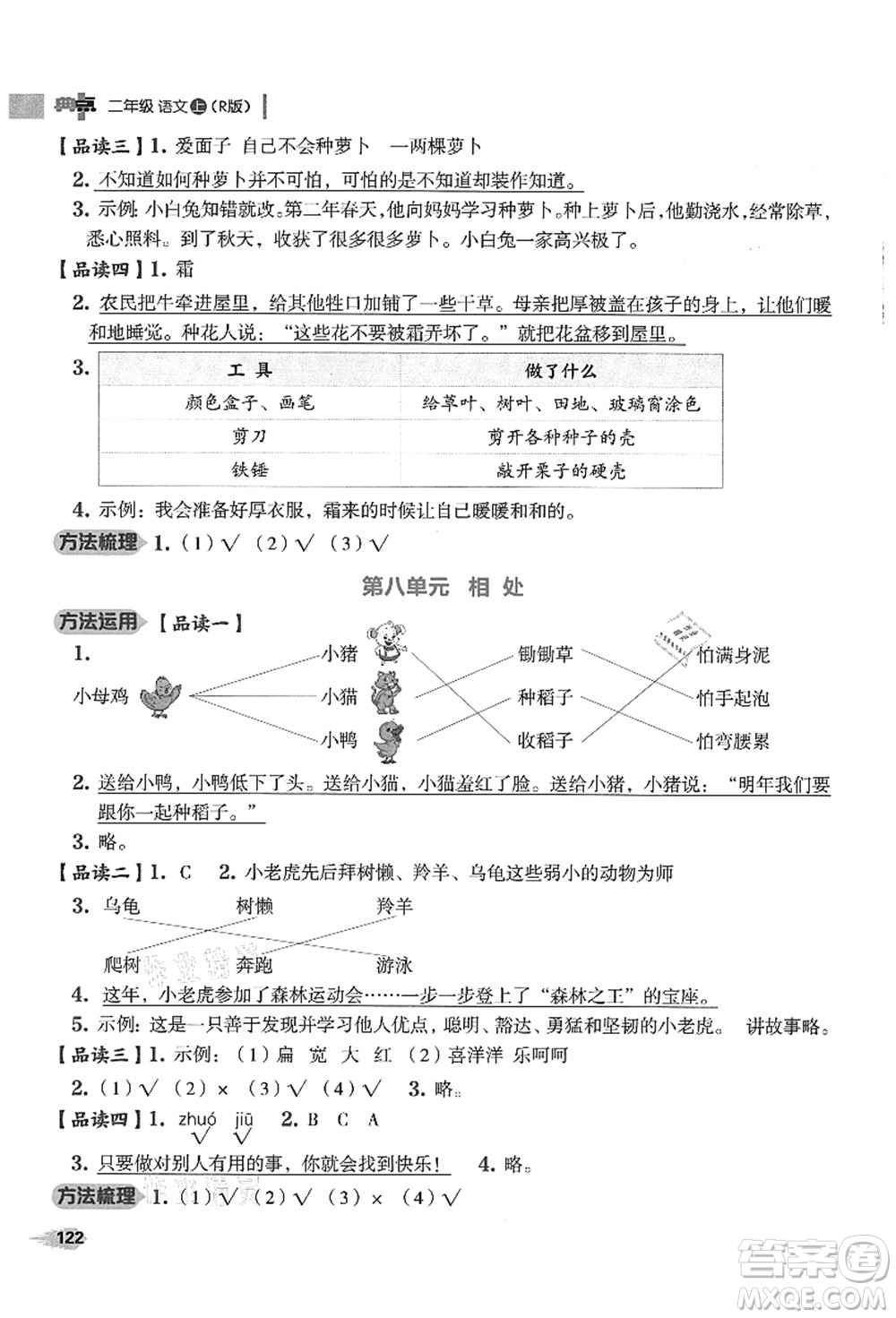 吉林教育出版社2021典中點綜合應(yīng)用創(chuàng)新題二年級語文上冊R人教版山西專版答案