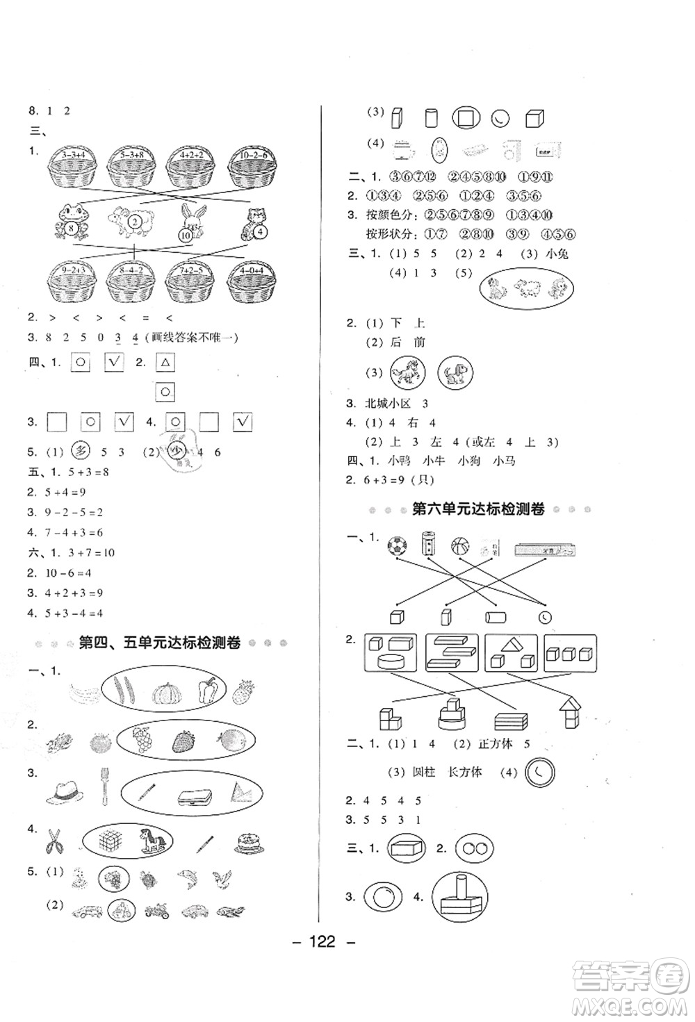 陜西人民教育出版社2021典中點(diǎn)綜合應(yīng)用創(chuàng)新題一年級(jí)數(shù)學(xué)上冊(cè)BS北師大版答案