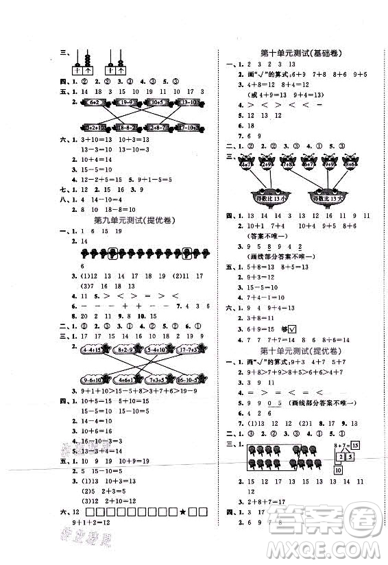 西安出版社2021秋季53全優(yōu)卷小學(xué)數(shù)學(xué)一年級(jí)上冊(cè)SJ蘇教版答案
