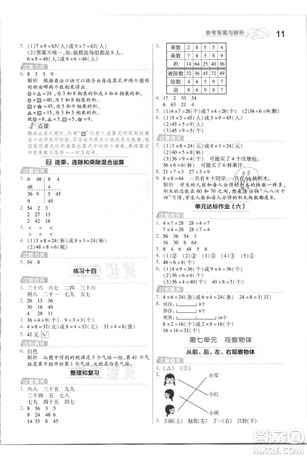 南京師范大學(xué)出版社2021一遍過(guò)二年級(jí)上冊(cè)數(shù)學(xué)蘇教版參考答案