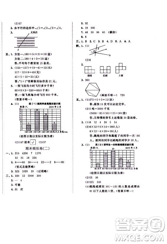 西安出版社2021秋季53全優(yōu)卷小學(xué)數(shù)學(xué)四年級(jí)上冊(cè)SJ蘇教版答案