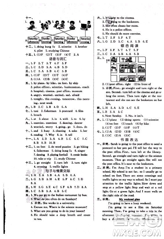 西安出版社2021秋季53全優(yōu)卷小學(xué)英語六年級(jí)上冊(cè)RJ人教版答案