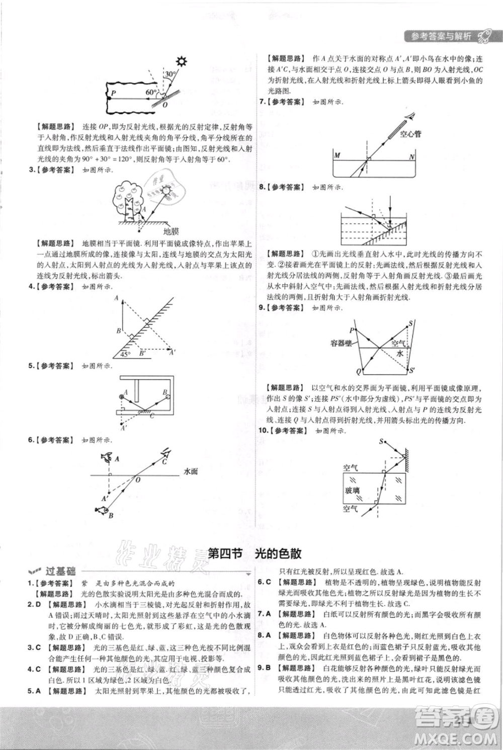 南京師范大學(xué)出版社2021一遍過(guò)八年級(jí)上冊(cè)物理滬科版參考答案