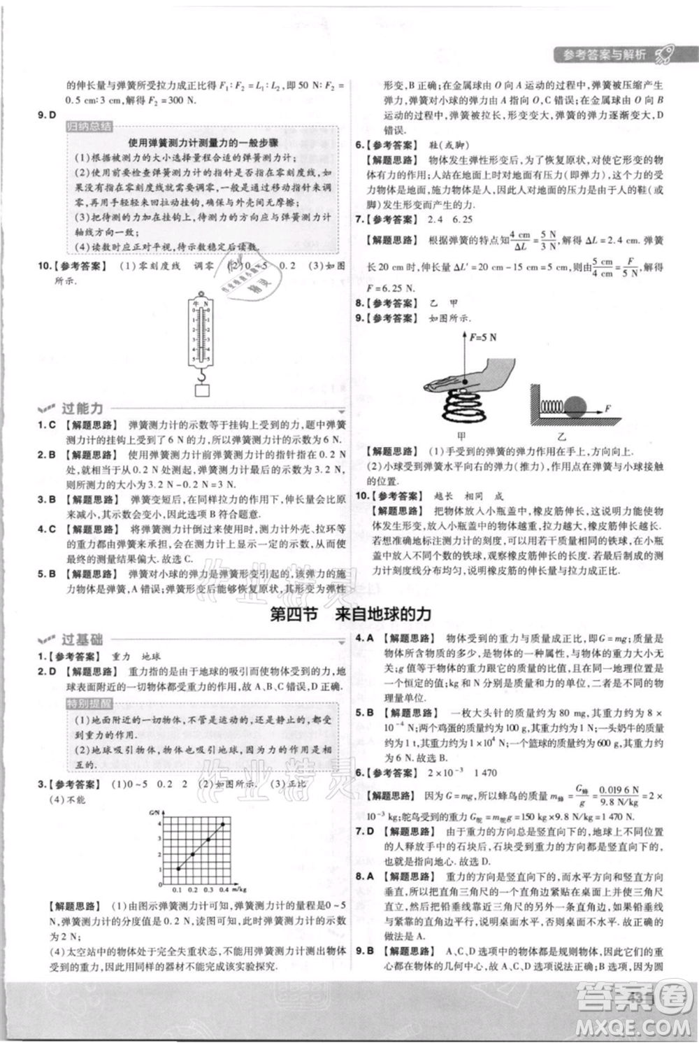 南京師范大學(xué)出版社2021一遍過(guò)八年級(jí)上冊(cè)物理滬科版參考答案