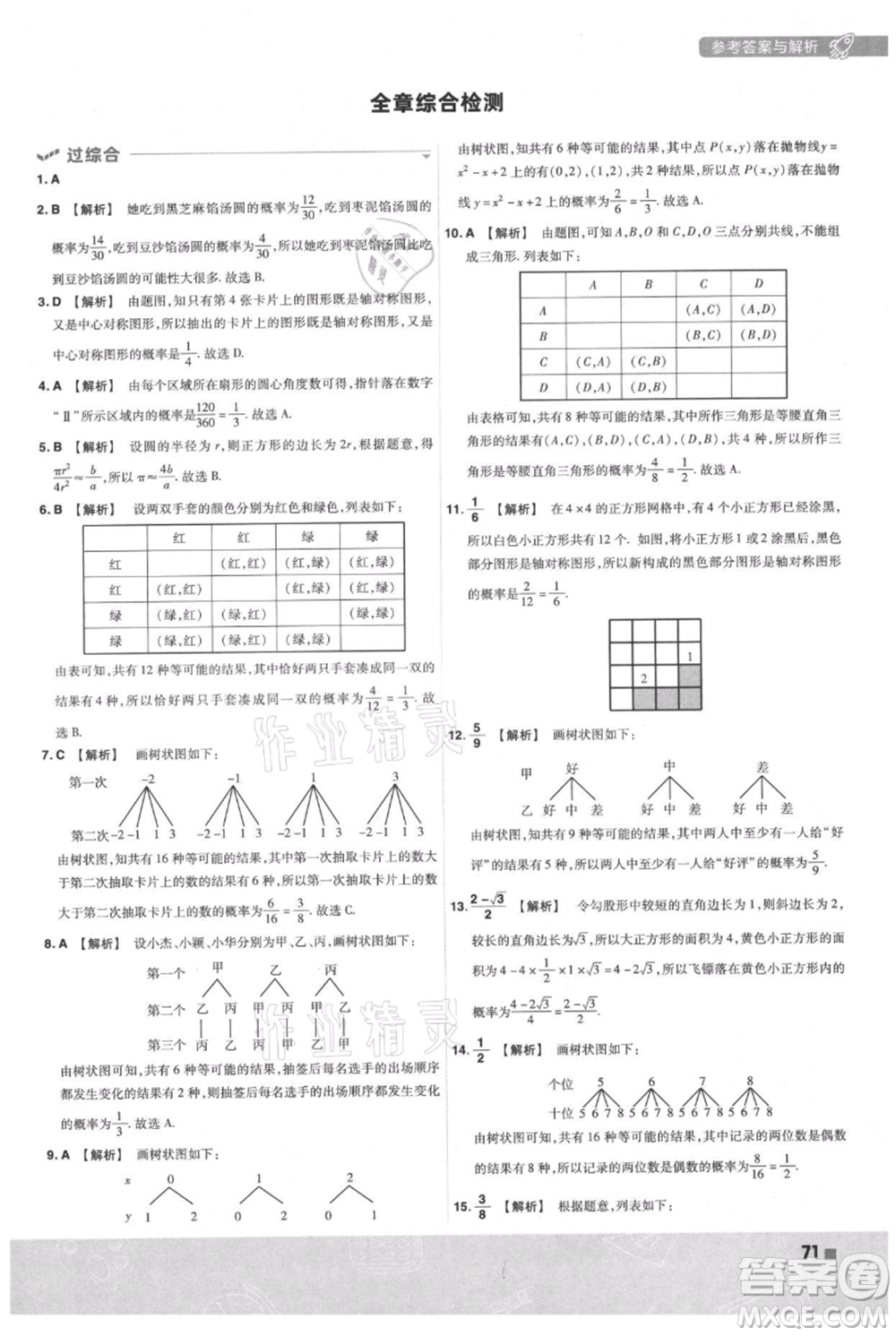 南京師范大學(xué)出版社2021一遍過(guò)九年級(jí)上冊(cè)數(shù)學(xué)人教版參考答案