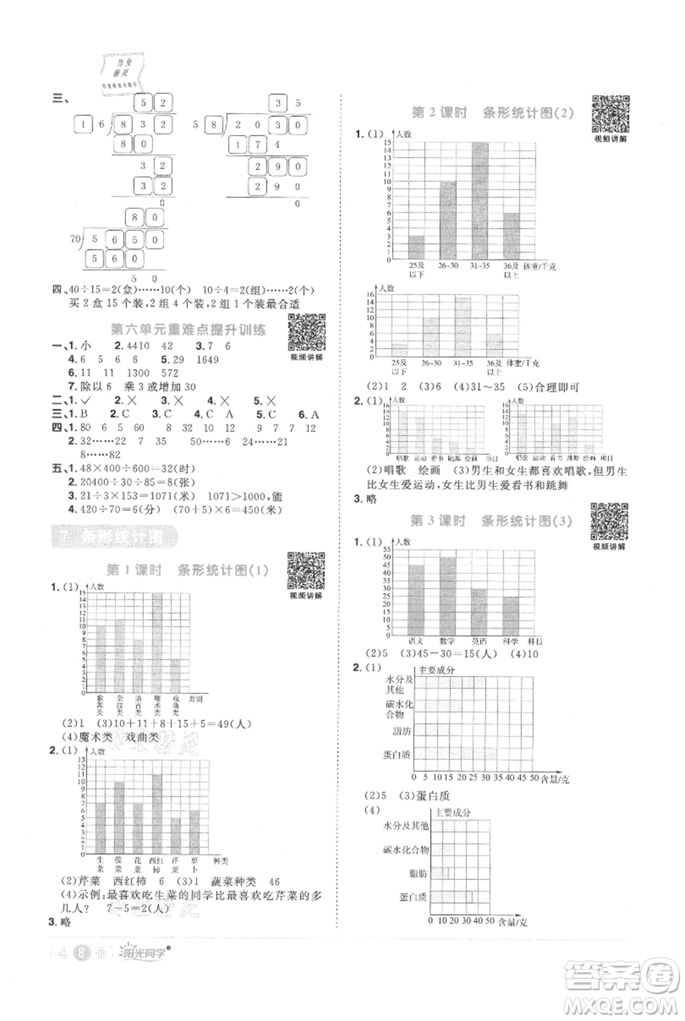 江西教育出版社2021陽光同學(xué)課時(shí)優(yōu)化作業(yè)四年級上冊數(shù)學(xué)人教版參考答案