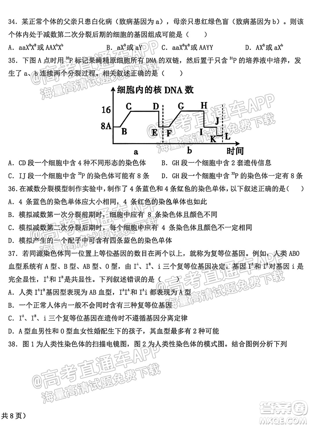 哈爾濱市第九中學(xué)校2021-2022學(xué)年度上學(xué)期適應(yīng)性考試高三生物試題答案