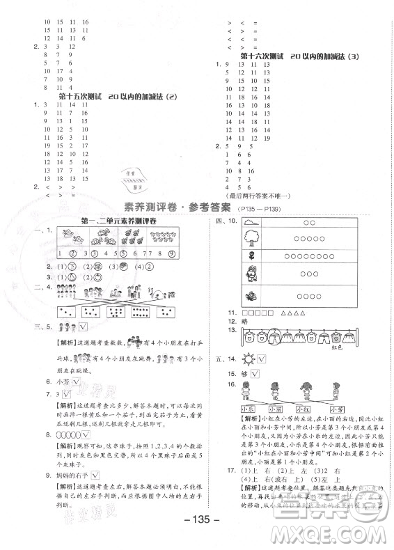 開(kāi)明出版社2021全品學(xué)練考數(shù)學(xué)一年級(jí)上冊(cè)RJ人教版答案