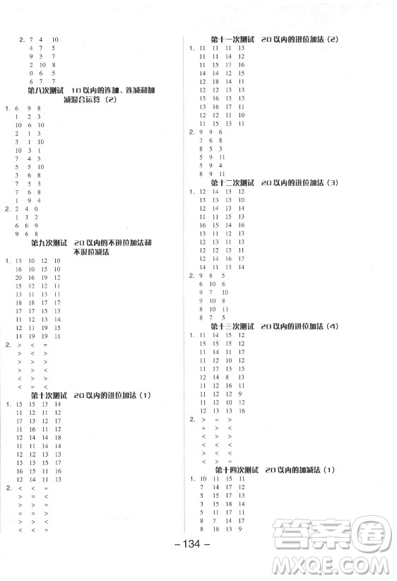 開(kāi)明出版社2021全品學(xué)練考數(shù)學(xué)一年級(jí)上冊(cè)RJ人教版答案