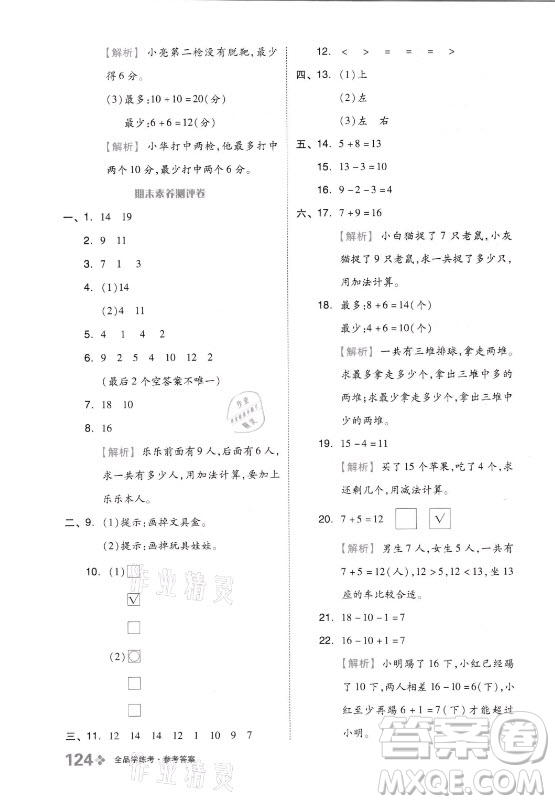 開(kāi)明出版社2021全品學(xué)練考數(shù)學(xué)一年級(jí)上冊(cè)QD青島版答案