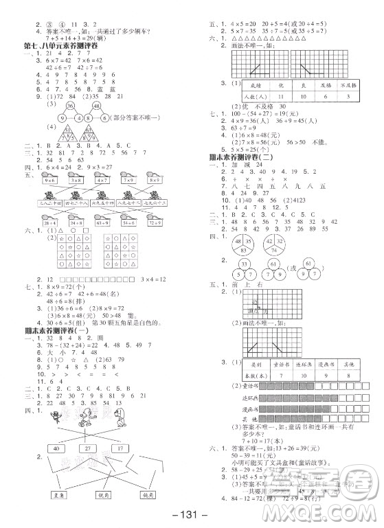 開明出版社2021全品學(xué)練考數(shù)學(xué)二年級上冊JJ冀教版答案