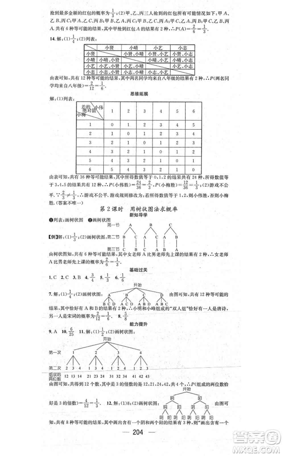 江西教育出版社2021名師測(cè)控九年級(jí)數(shù)學(xué)上冊(cè)RJ人教版江西專版答案