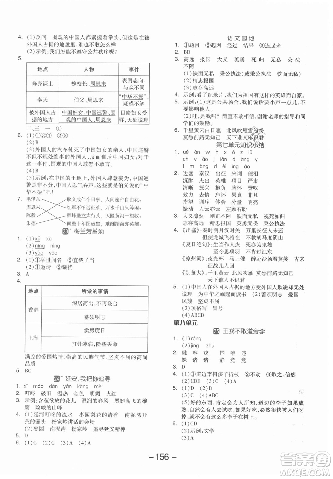 開明出版社2021全品學(xué)練考語文四年級上冊RJ人教版答案