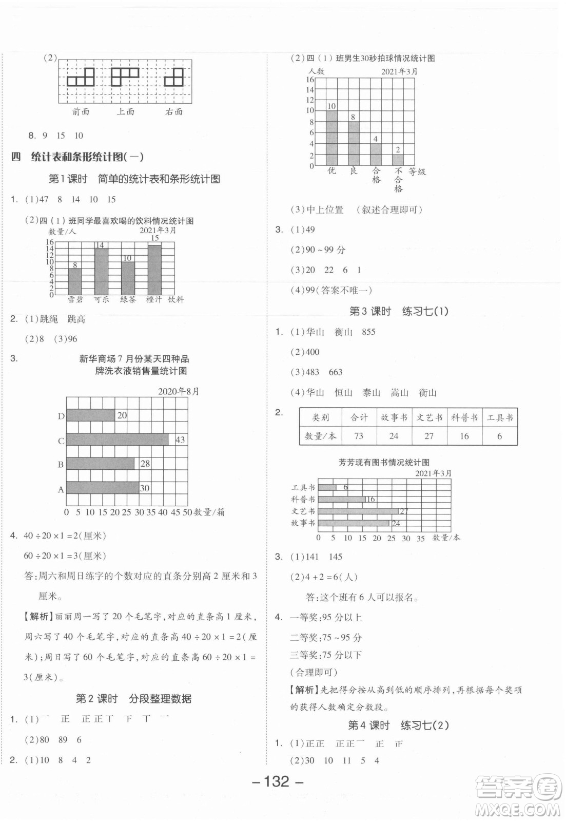 開明出版社2021全品學(xué)練考數(shù)學(xué)四年級(jí)上冊(cè)SJ蘇教版答案