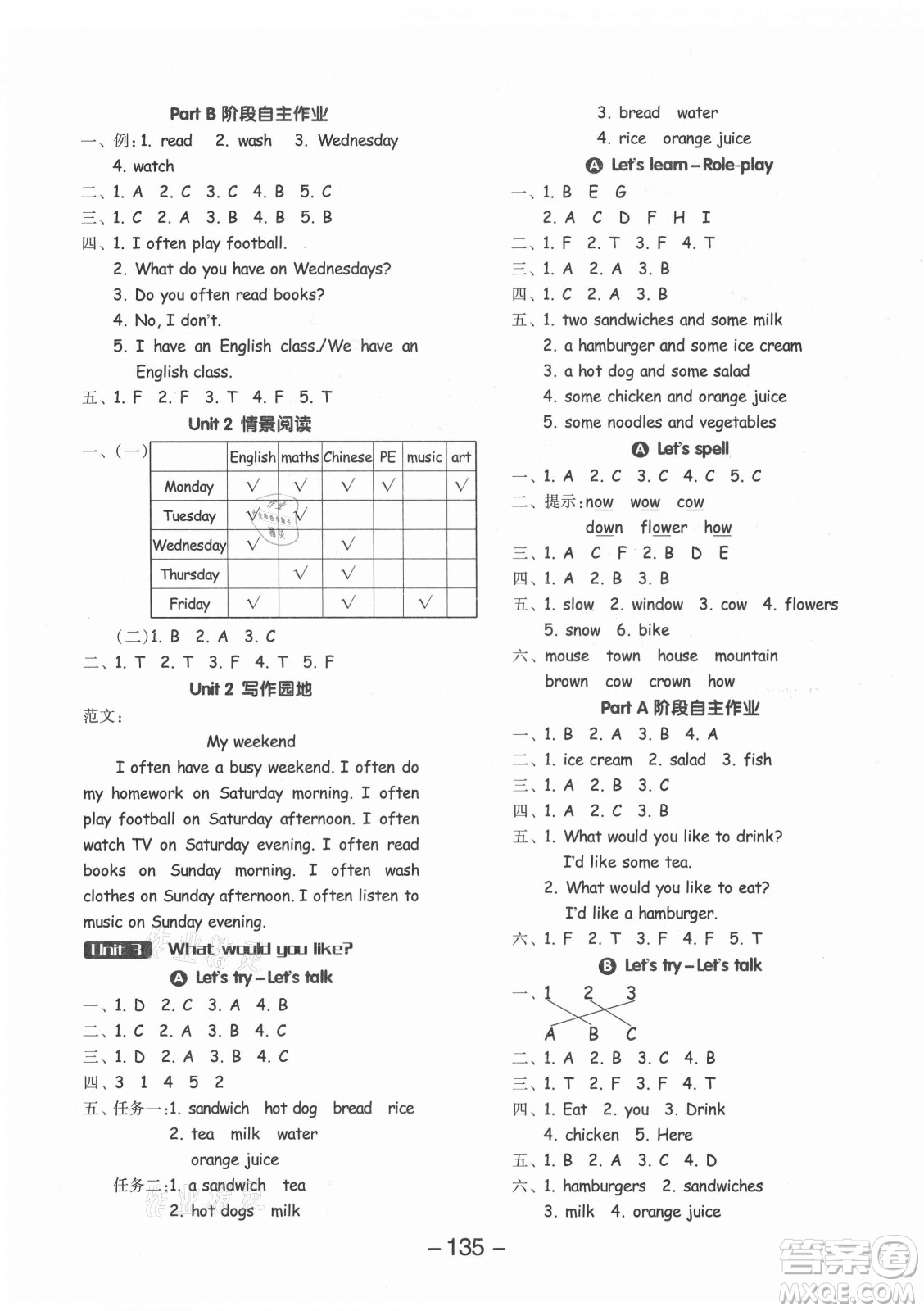 開明出版社2021全品學(xué)練考英語三年級起點(diǎn)五年級上冊RJ人教版答案