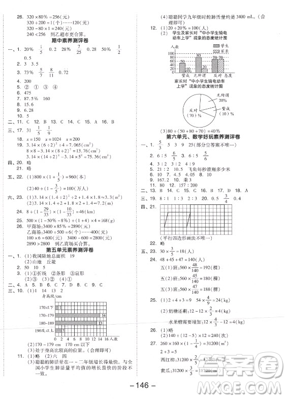 開明出版社2021全品學(xué)練考數(shù)學(xué)六年級上冊BS北師大版答案