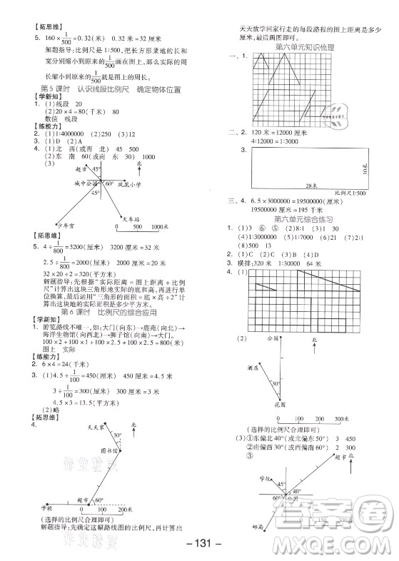 開(kāi)明出版社2021全品學(xué)練考數(shù)學(xué)六年級(jí)上冊(cè)JJ冀教版答案