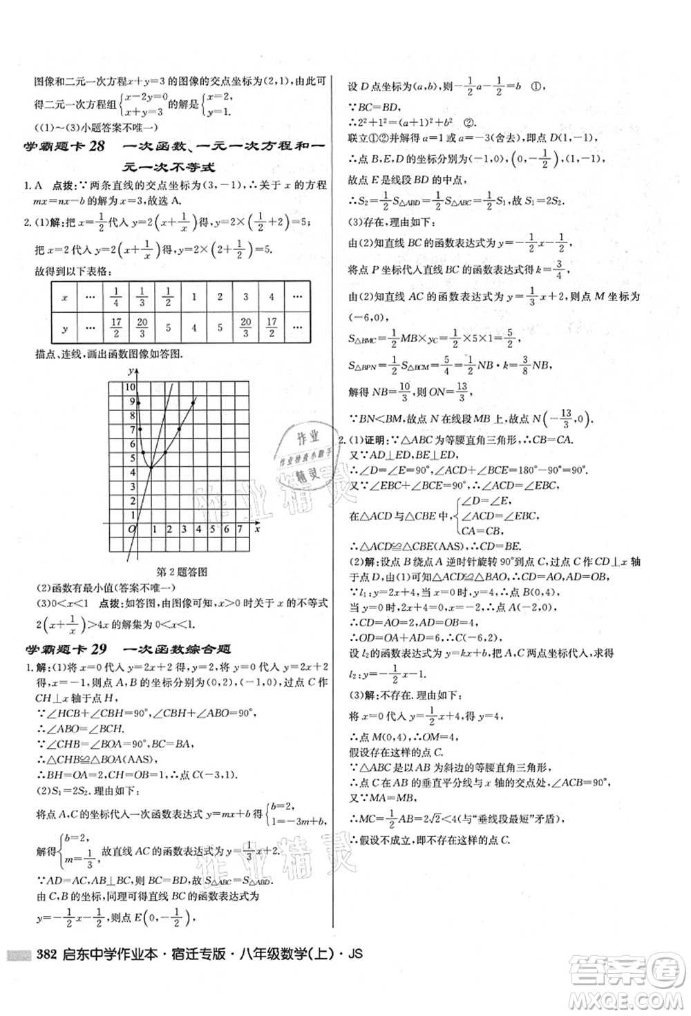 龍門書局2021啟東中學(xué)作業(yè)本八年級(jí)數(shù)學(xué)上冊(cè)JS江蘇版宿遷專版答案