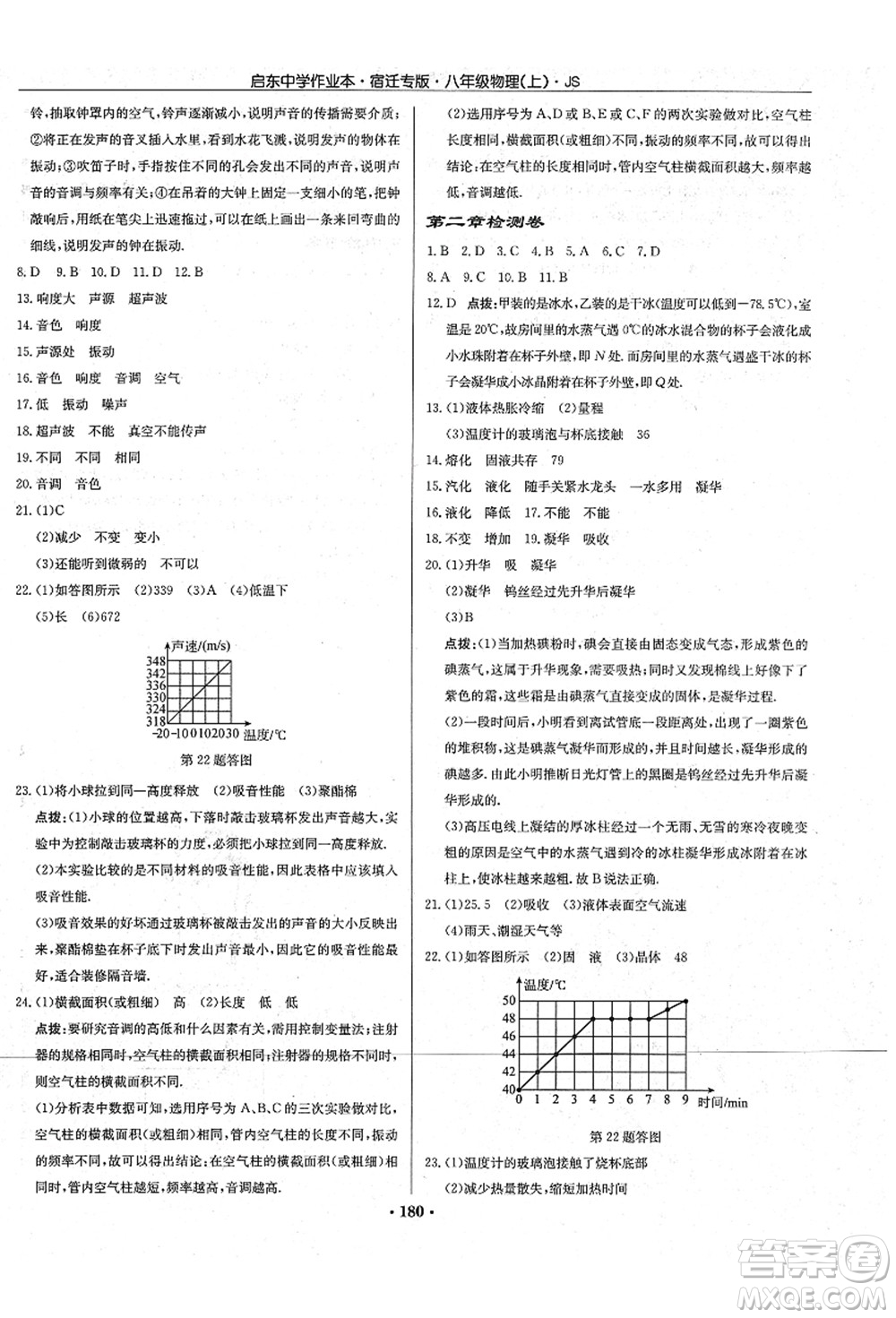 龍門(mén)書(shū)局2021啟東中學(xué)作業(yè)本八年級(jí)物理上冊(cè)JS江蘇版宿遷專(zhuān)版答案