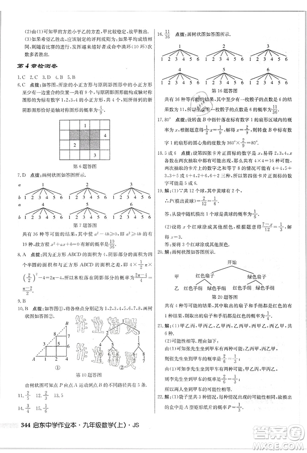 龍門(mén)書(shū)局2021啟東中學(xué)作業(yè)本九年級(jí)數(shù)學(xué)上冊(cè)JS江蘇版答案