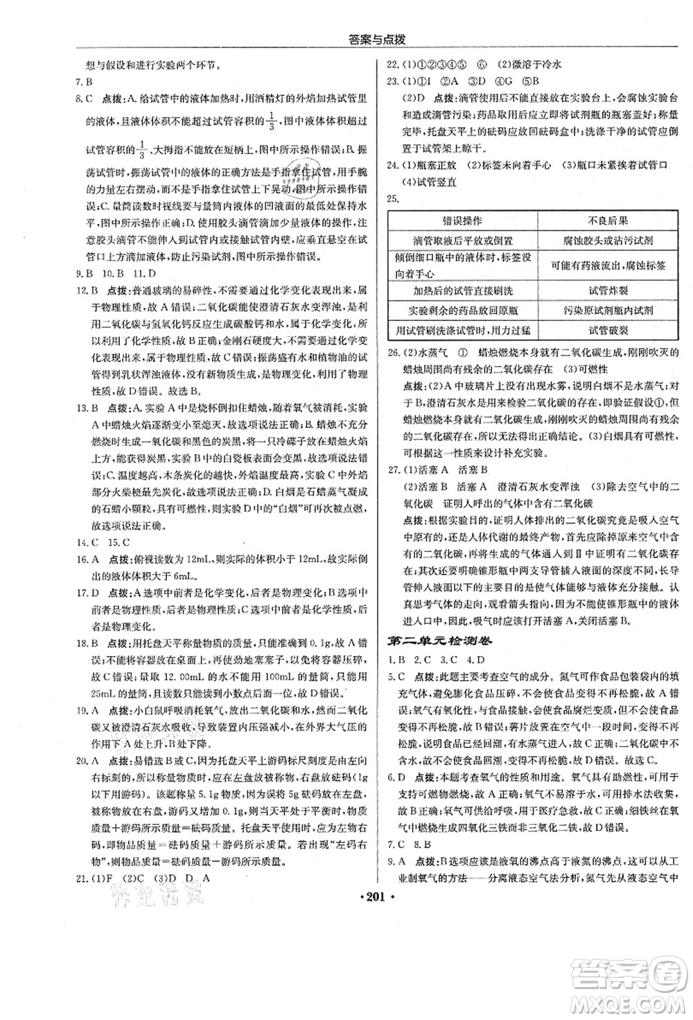 龍門書局2021啟東中學(xué)作業(yè)本九年級(jí)化學(xué)上冊(cè)R人教版答案