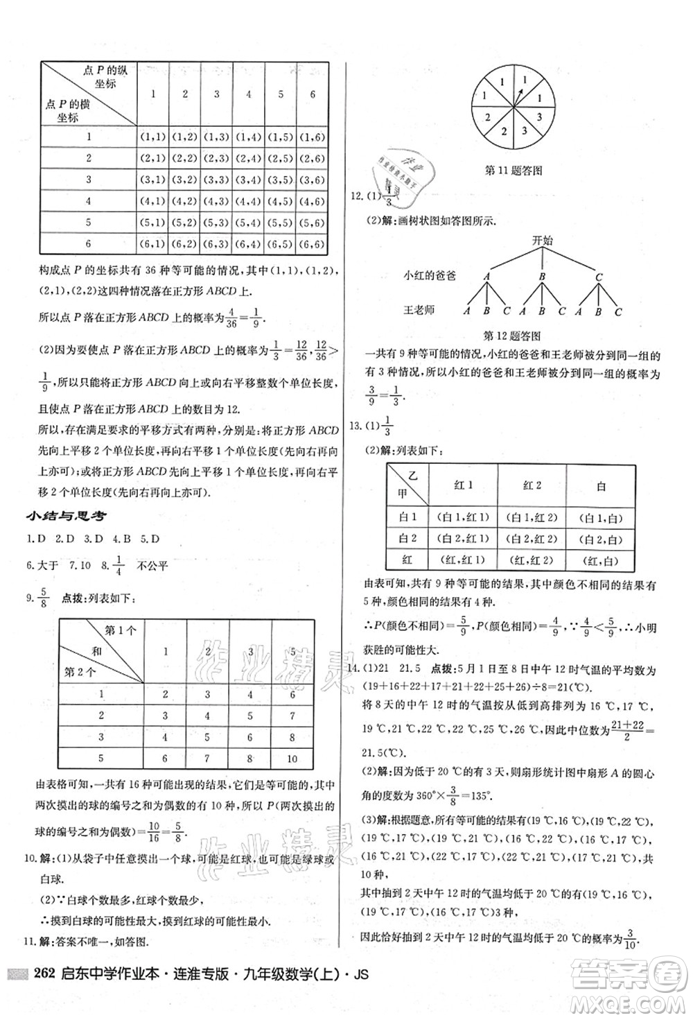 龍門(mén)書(shū)局2021啟東中學(xué)作業(yè)本九年級(jí)數(shù)學(xué)上冊(cè)JS江蘇版連淮專(zhuān)版答案