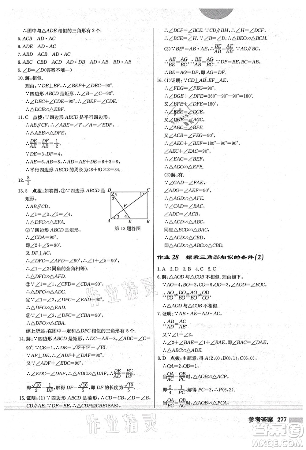 龍門書局2021啟東中學作業(yè)本九年級數(shù)學上冊BS北師版答案