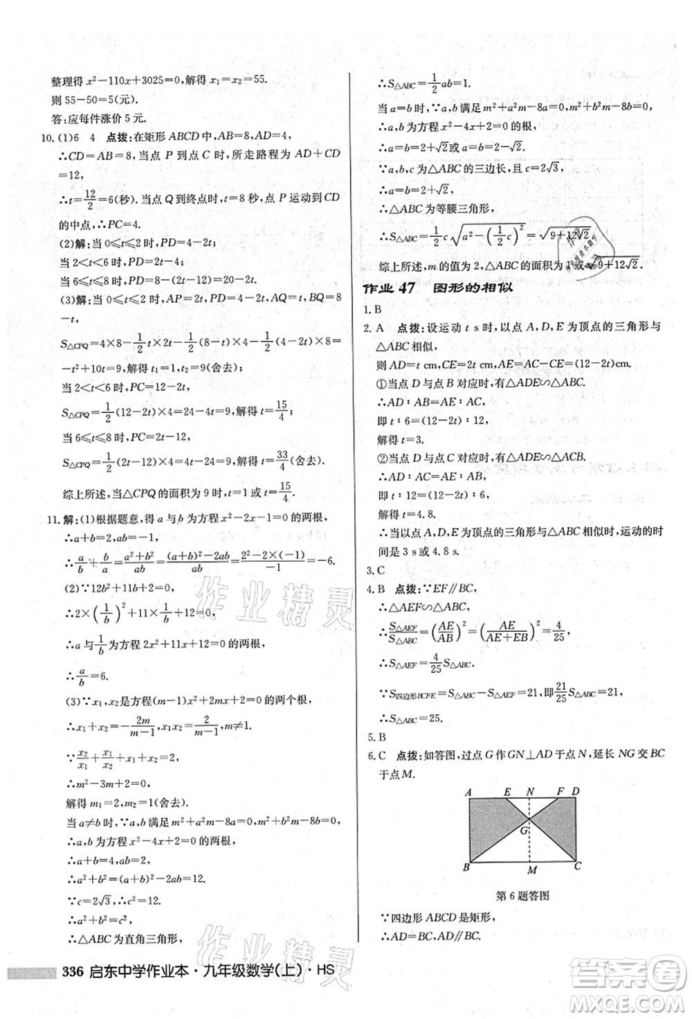 龍門書局2021啟東中學(xué)作業(yè)本九年級數(shù)學(xué)上冊HS華師版吉林省專版答案