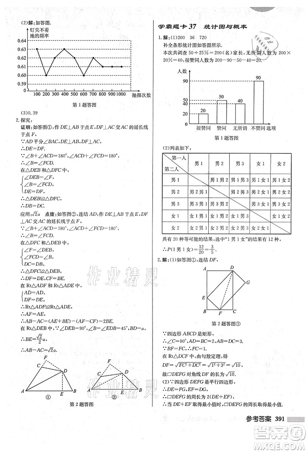 龍門書局2021啟東中學(xué)作業(yè)本九年級數(shù)學(xué)上冊HS華師版吉林省專版答案