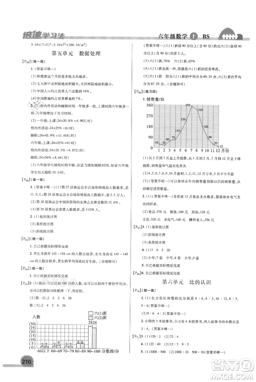 開明出版社2021倍速學(xué)習(xí)法六年級上冊數(shù)學(xué)北師大版參考答案