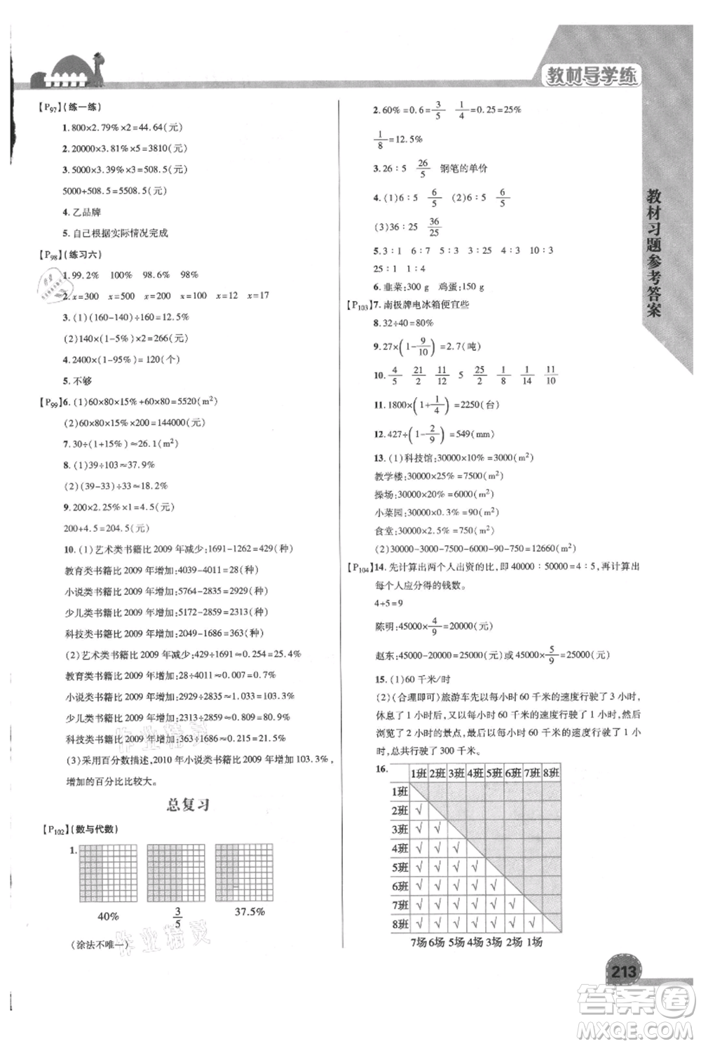 開明出版社2021倍速學(xué)習(xí)法六年級上冊數(shù)學(xué)北師大版參考答案