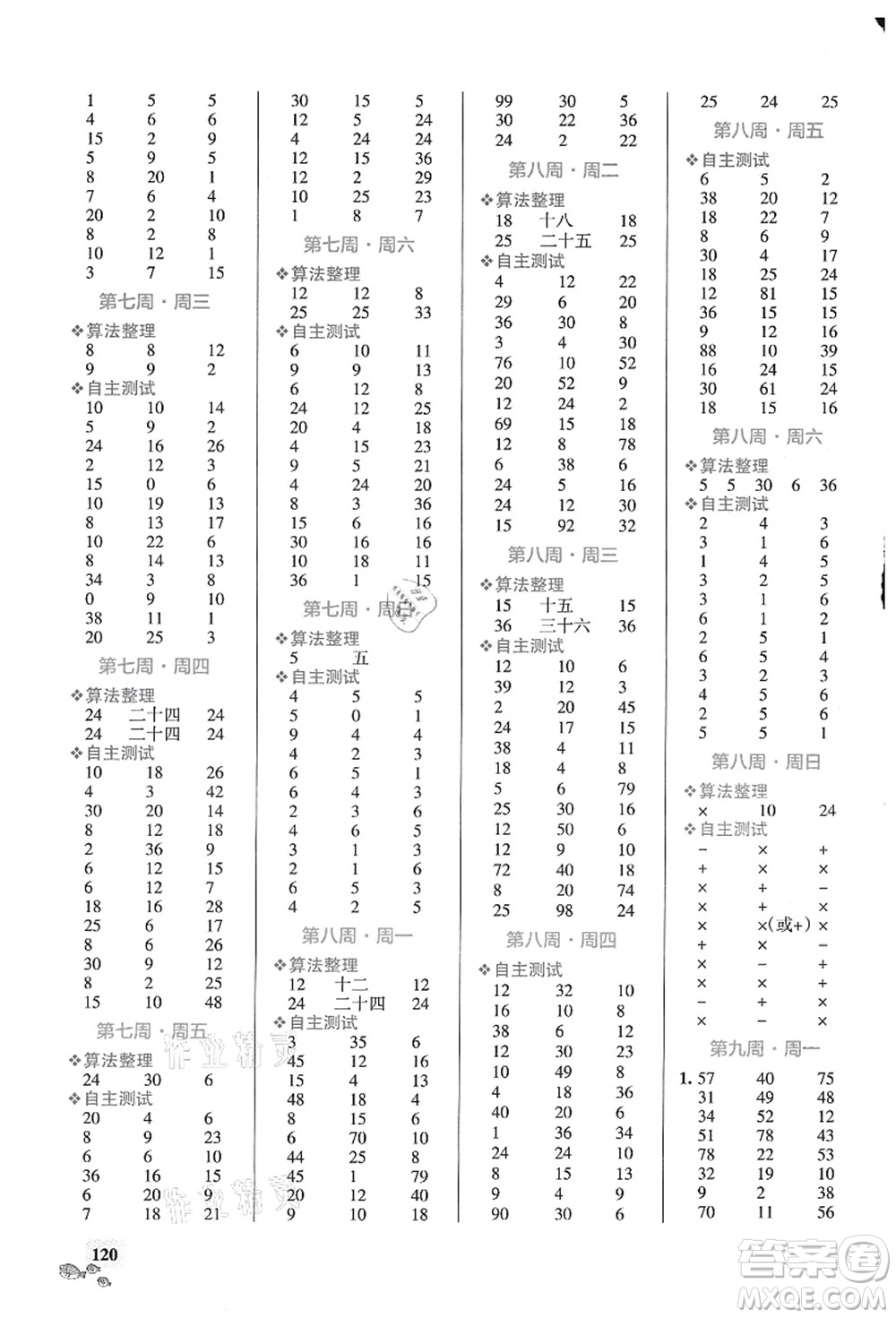 遼寧教育出版社2021小學(xué)學(xué)霸天天計(jì)算二年級(jí)數(shù)學(xué)上冊(cè)RJ人教版答案