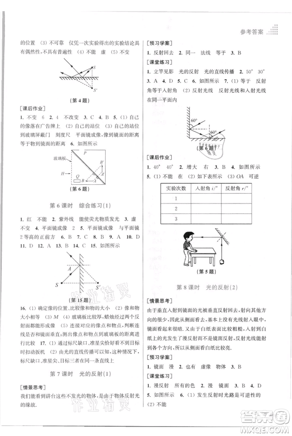 江蘇鳳凰美術(shù)出版社2021創(chuàng)新課時(shí)作業(yè)本八年級(jí)上冊(cè)物理江蘇版參考答案